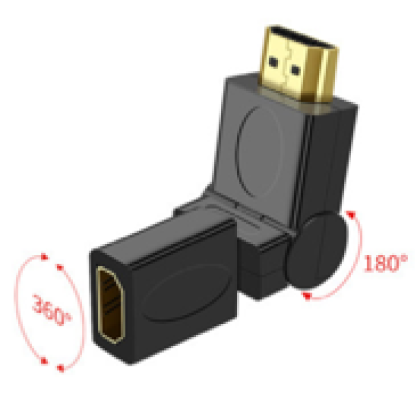 HDMI AF TO AM 360 Degree Adapter Golden-Plated   Connector - V-S109